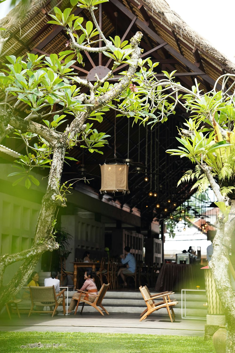 A leafy open-air cafe in Bali